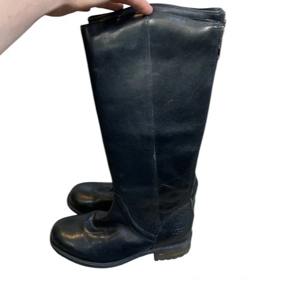 UGG Women's Seldon Riding Boot Black Leather - Picture 6 of 11